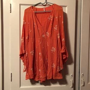 Free People Peach Dress w/ embroidery. Size 8